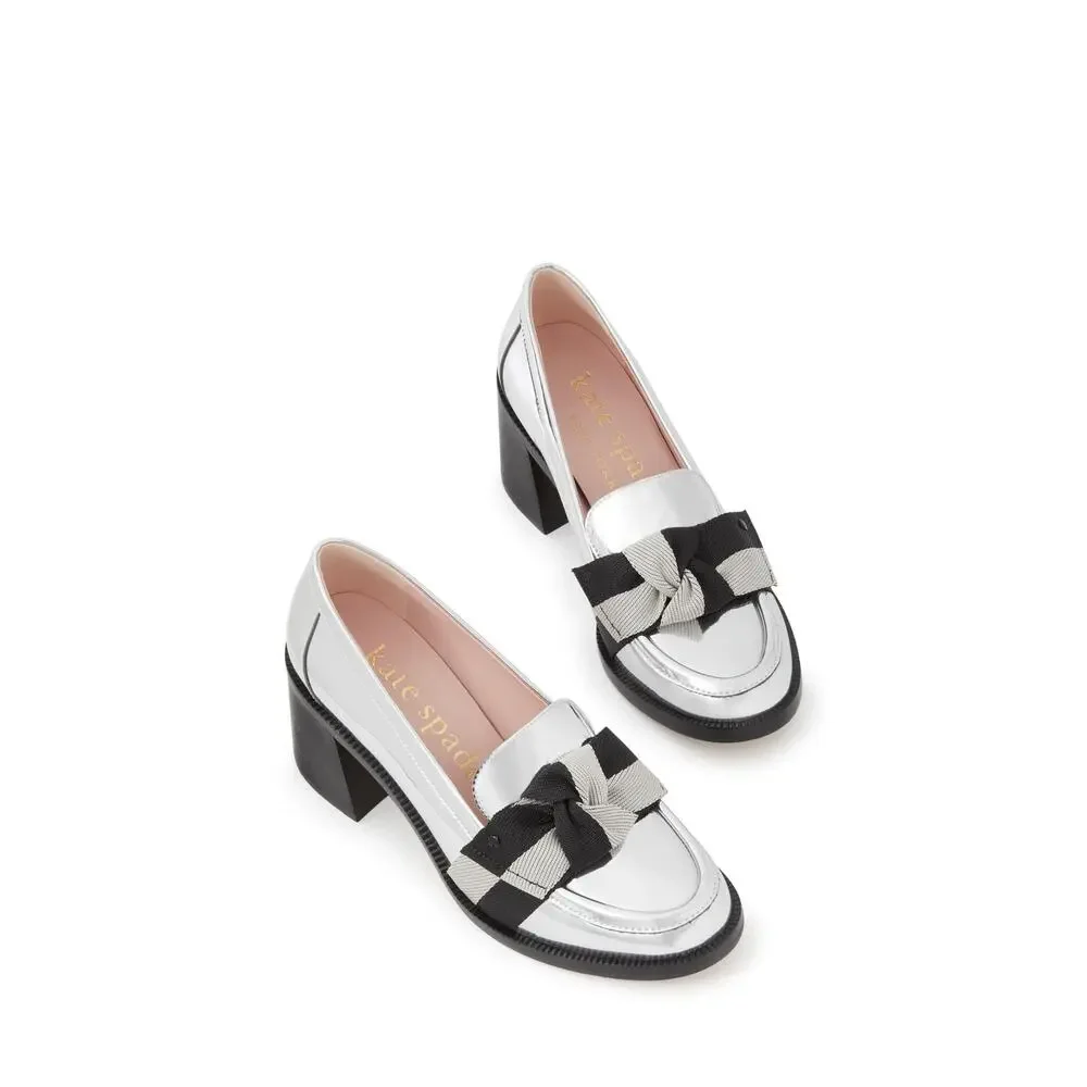 KATE SPADE NEW YORK WOMEN'S METALLIC LEANDRA LOAFER PUMPS, SILVER, 9